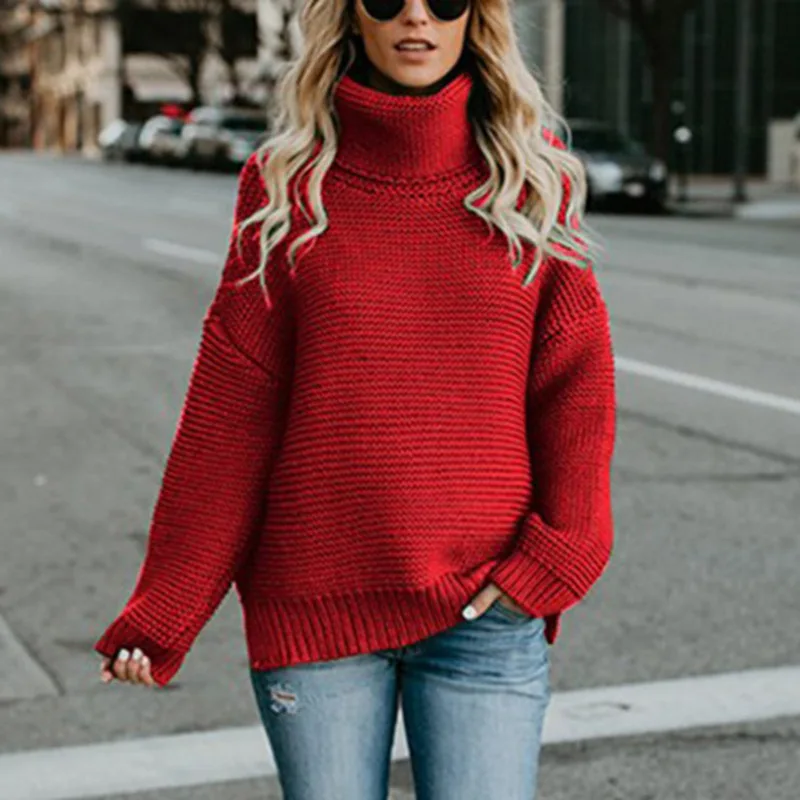 2019 fashion women 's winter Sweater new relaxed warm clothes slim high collar pullover sweater | Женская одежда