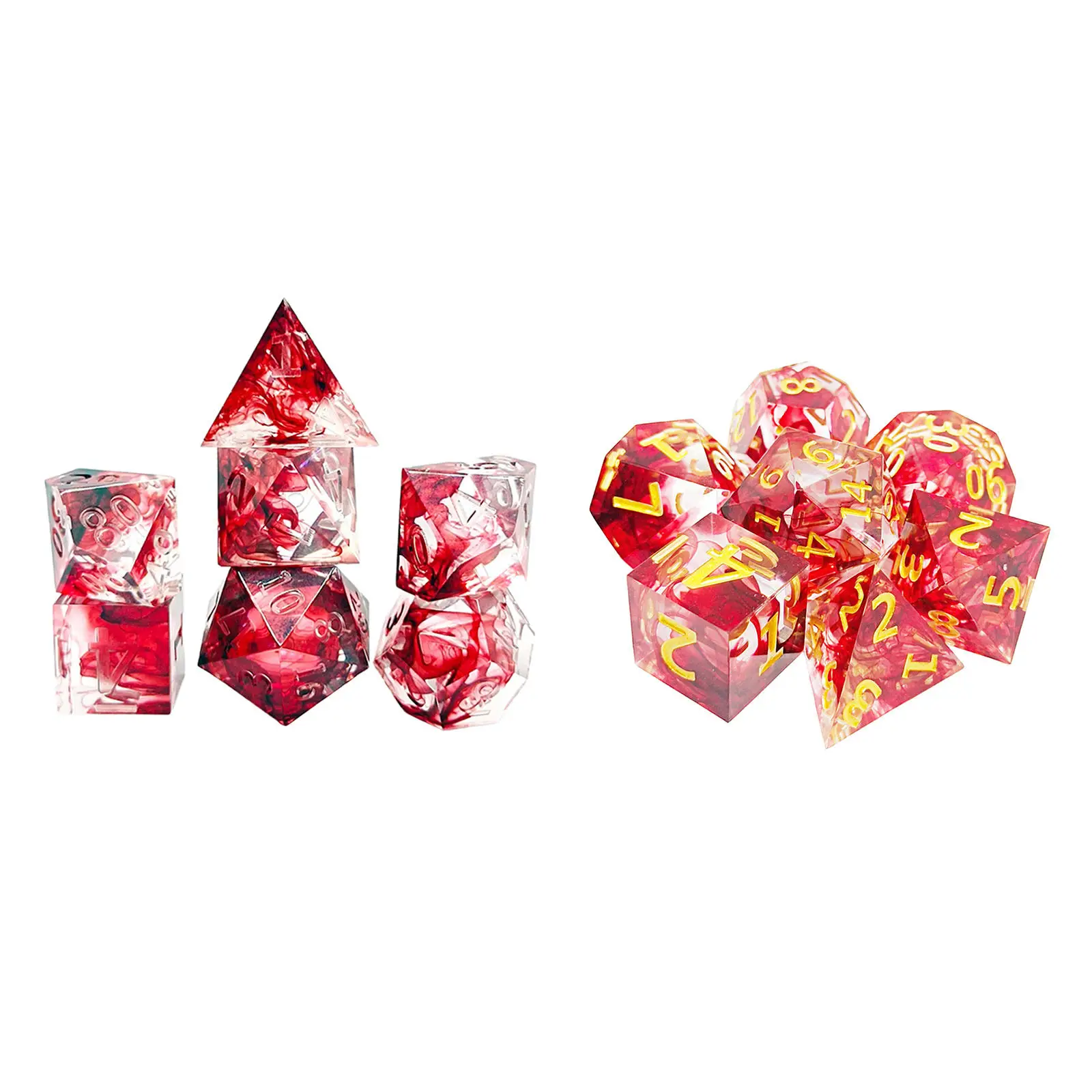 7 шт. полимерные многогранные игральные кости для ролевых игр с эффектом крови