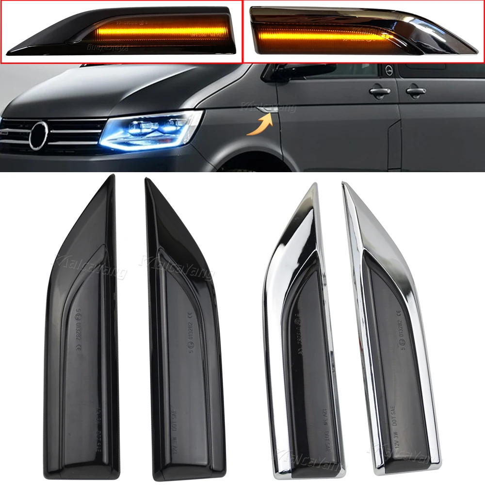 

Dynamic LED Side Marker Lights Flowing Sequential Turn Signal Light Blinker For VW Transporter T6 Multivan Caddy MK4 2015-2019