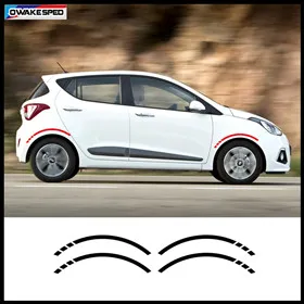 Наклейка на боковую юбку автомобиля s для hyundai i10- гоночный спортивный стиль полосы Авто тела индивидуальные наклейки Наклейка на городскую машину