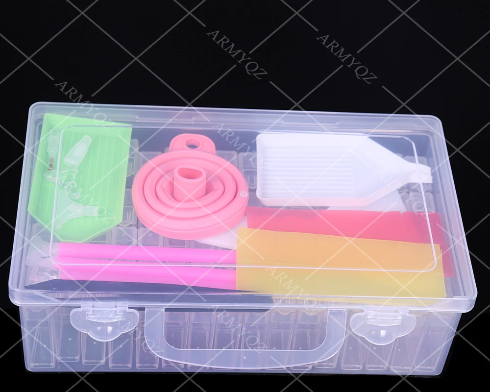 

ARMYQZ 64 Grids Diamond Painting Tools Sets Diamond Embroidery Accessories kits Beads Container Stone Convenience Storage Box
