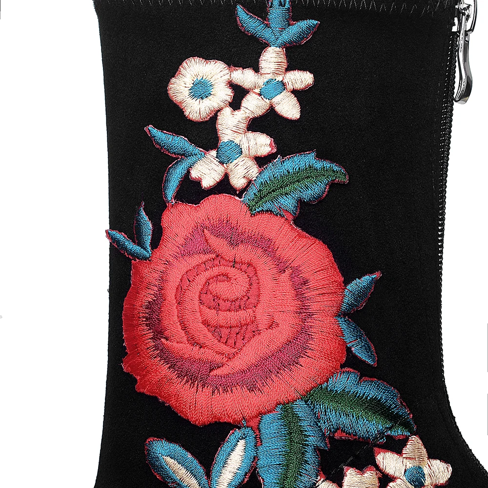 

2020 Spring Autumn Ethnic Embroidery Boots Women Strange Style Clear Heels For Women High Heel Ankle Boots Large Size 34-43