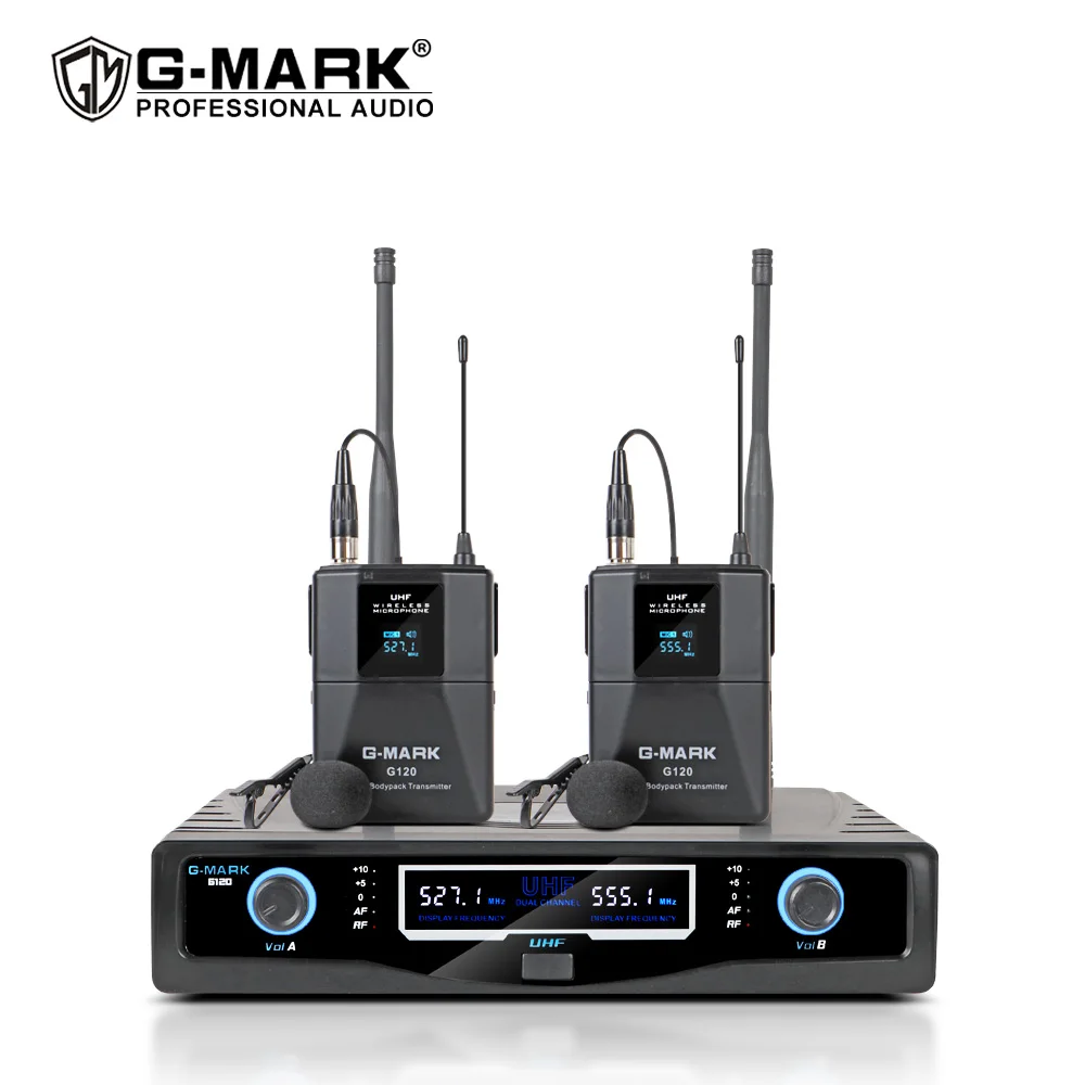 Петличный микрофон G MARK G120 2 канальный беспроводной с фиксированной частотой и шт.