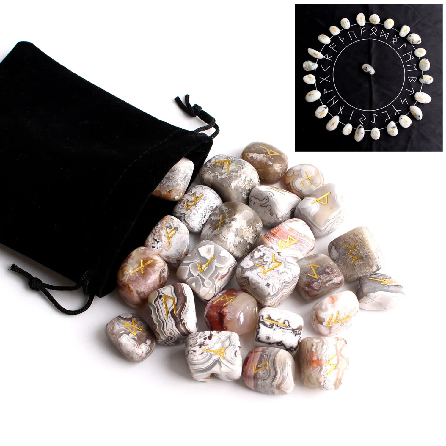 

25Pcs Freedom Natural Agate Crystal Runes Stones Irregular Divination Moonstone Rune Fortune-telling Reiki Healing Gift Decor