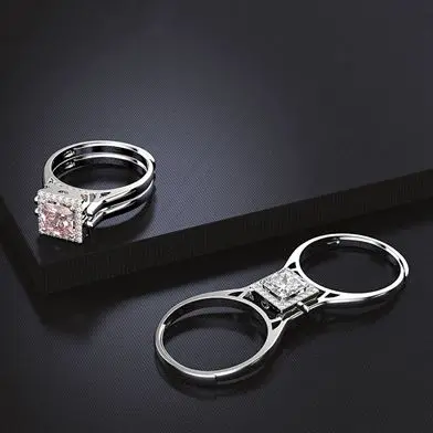 white and pink GENUINEGEM, Особенный дизайн, Настоящее 925 пробы, Серебряное ювелирное изделие, розовое, белое, изготовлено из муассанита, драгоценный камень, свадебные кольца для женщин - Цвет камня: white and pink