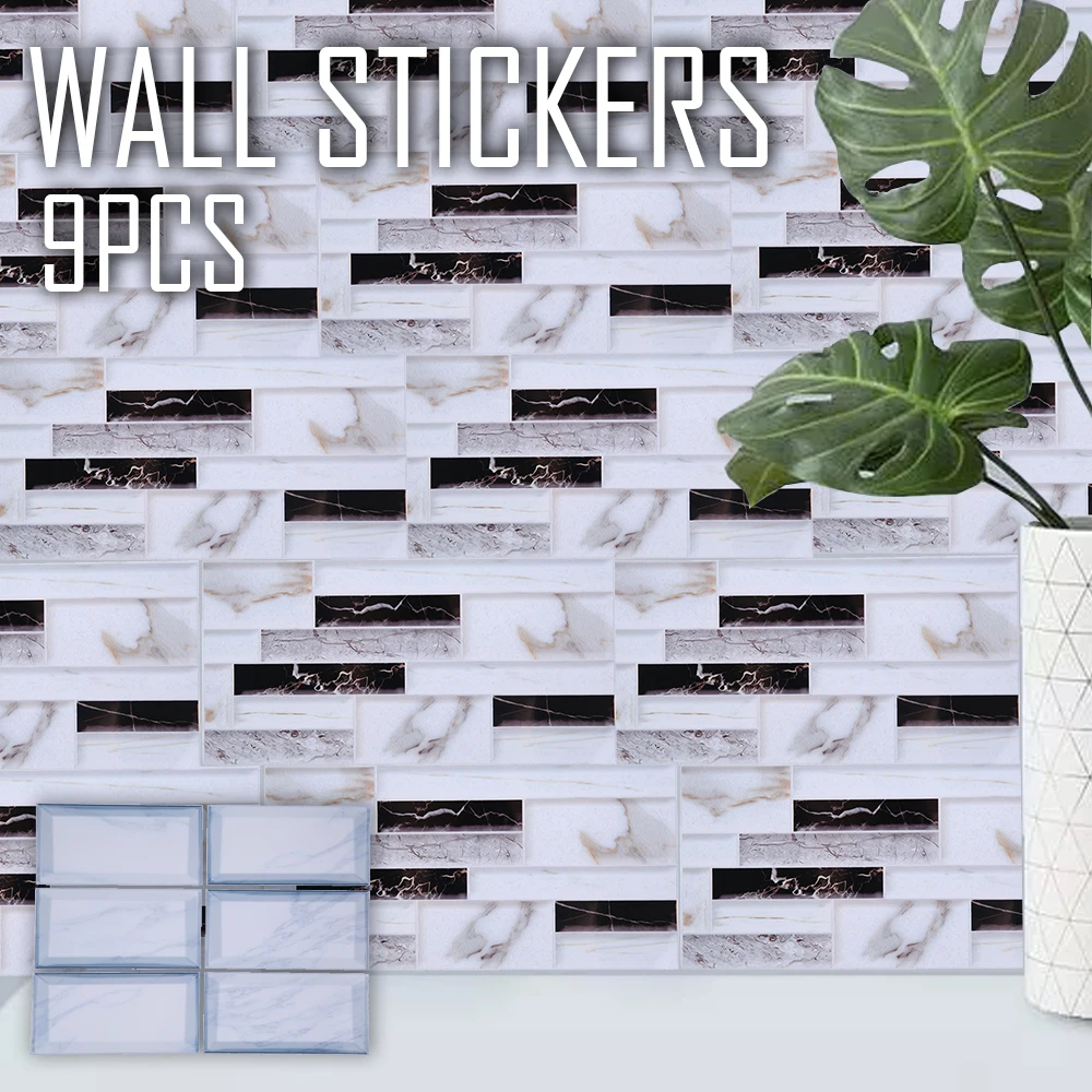 Самоклеящиеся 3D наклейки на стену 9 шт. обои с имитацией кирпича и мрамора