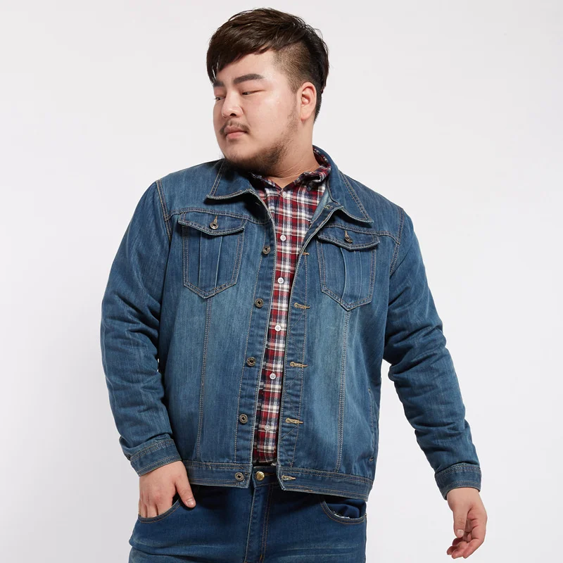 

Осенняя приталенная Большая мужская куртка, джинсовая куртка, толстая джинсовая рубашка, Повседневная джинсовая куртка