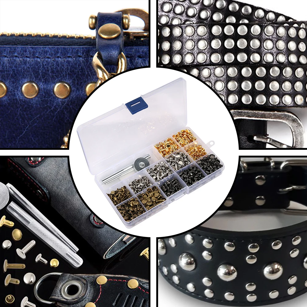 480 шт./компл. многоразмерные кожаные Металлические ремесла Твердые винты для