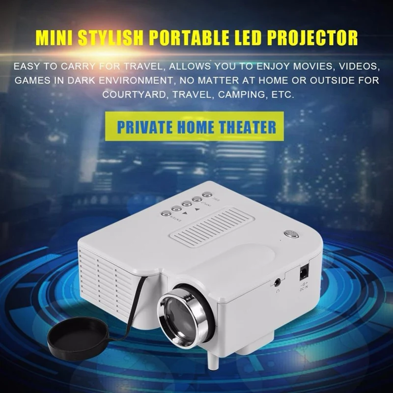 Mini Projector,1080P Movie Projector for Home Theater Outdoor HDMI Projector with Max 200 Inch TV Projector(US Plug)