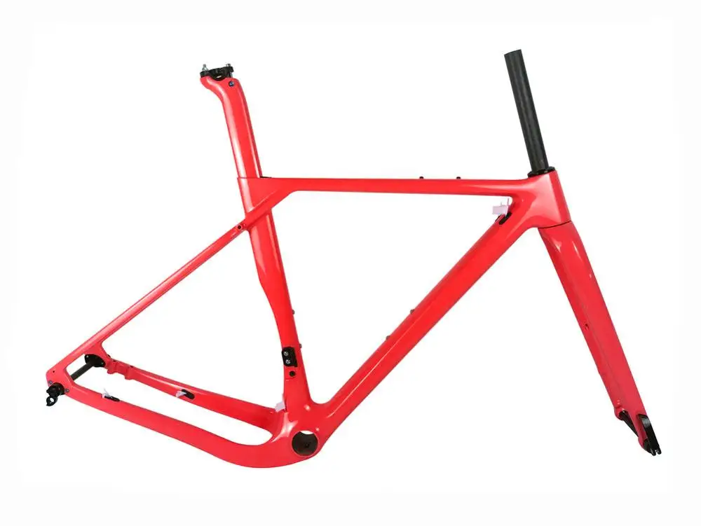 Red Glossy Spcycle 700* 40C аэро карбоновая гравия велосипедная рама дисковый тормоз Велокросс, дорога рамы для велосипеда передние 100*15 мм задние 142*12 мм через ось - Цвет: Red Glossy
