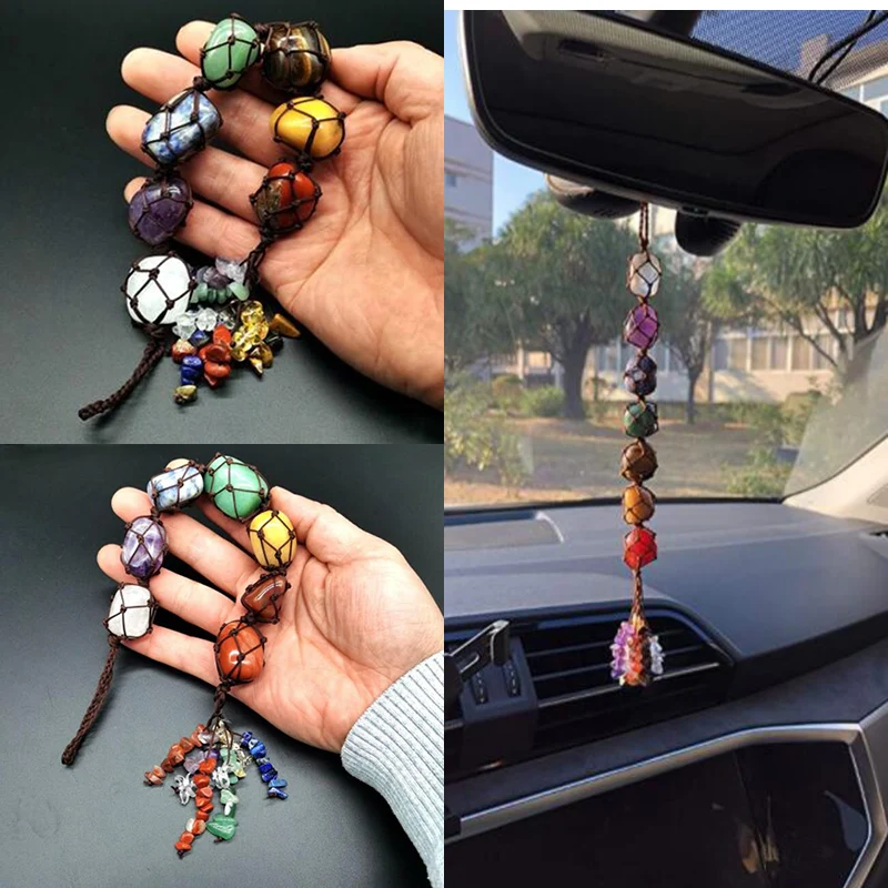 

7 Chakra Crystal Window Car Hanging Ornaments Handmade Feng Shui Ornament Yoga Meditation Car Decoration Home Xmas Decor