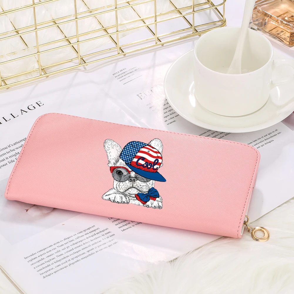 Симпатичный кот собака принты Длинные Стильные женские кошельки