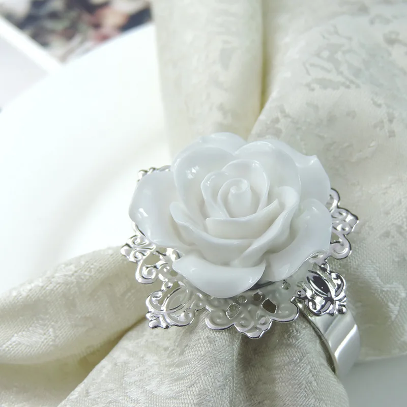 

Alloy Delicate Flower Napkin Rings For Wedding Table Decoration Napkin Holder Servilletero Wedding Towel Rings Dinner Table