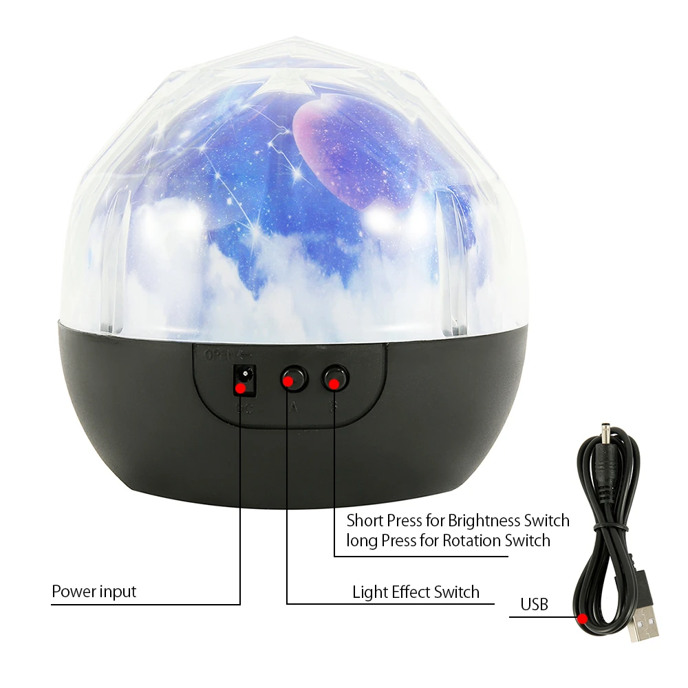 Светодиодный ночсветильник звездное небо Волшебная Звезда Луна планеты