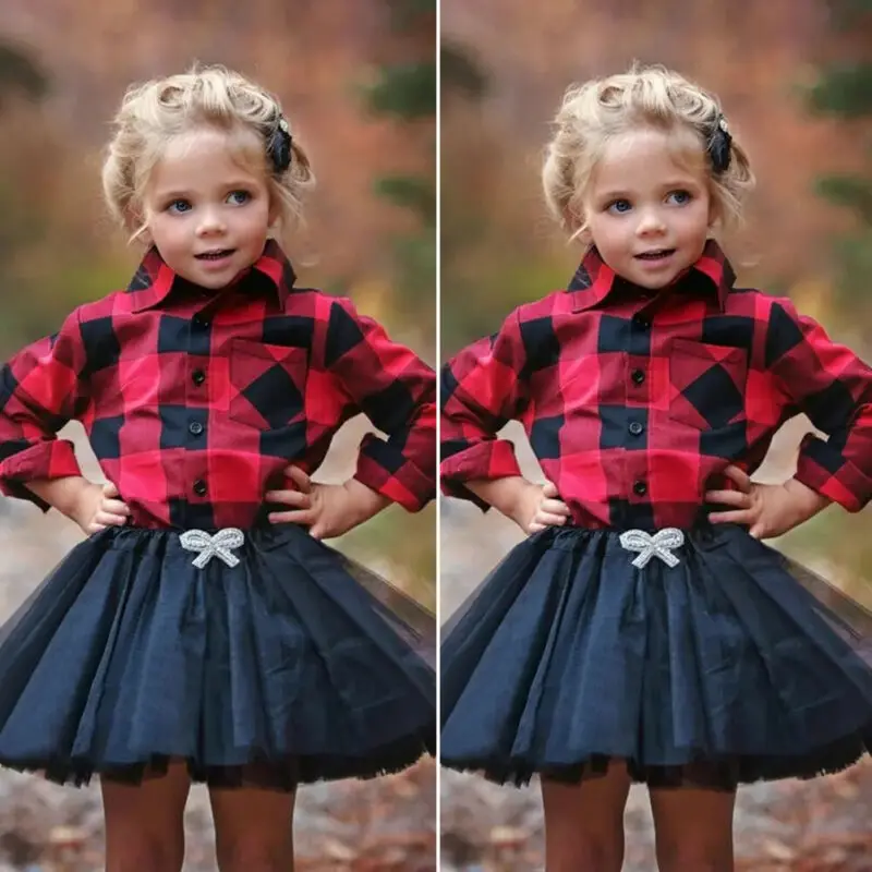 2 шт. рубашка в клетку с длинным рукавом и пуговицами | Мать ребенок