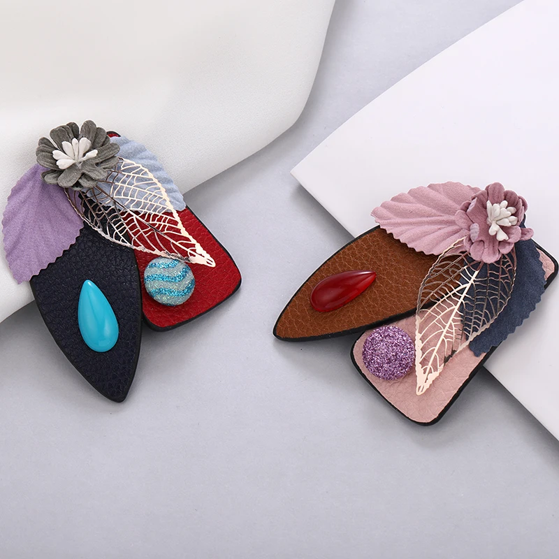 Женская тканевая брошь цветок MAIKALE ажурная кожаная в форме листа рубашка корсаж