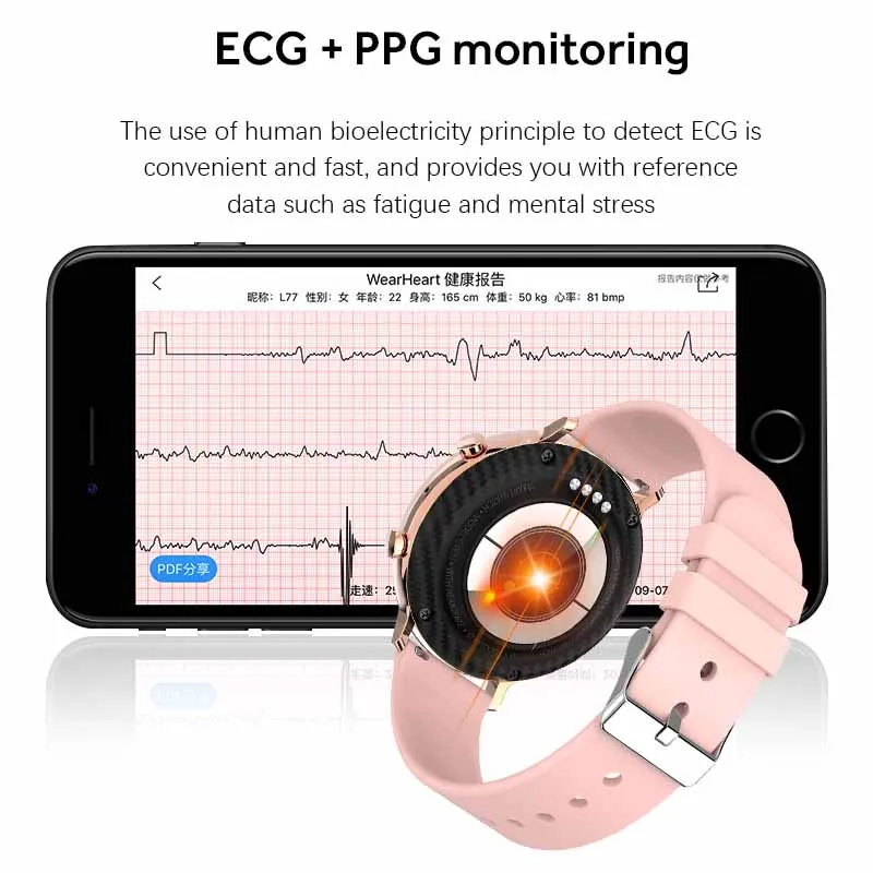 LIGE Новый смарт-часы дамы IP68 Водонепроницаемый ЭКГ спортивные smartwatch поддерживает