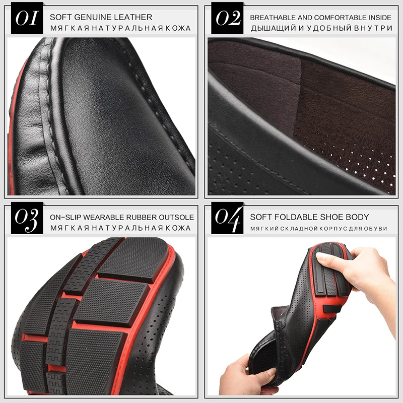 OSCO Мужская обувь из натуральной кожи дышащая повседневная для вождения лоферы