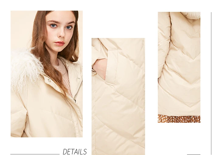 Vero Moda Женская 90% белая куртка-пуховик на утином пуху с воротником из овечьего меха с капюшоном | 318412556
