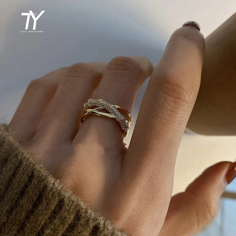 

Creative Cross Snake Bone Bamboo Shape Gold Opening Rings For Woman Korean Fashion Jewelry Wedding Party Girl's Unusual Ring Set