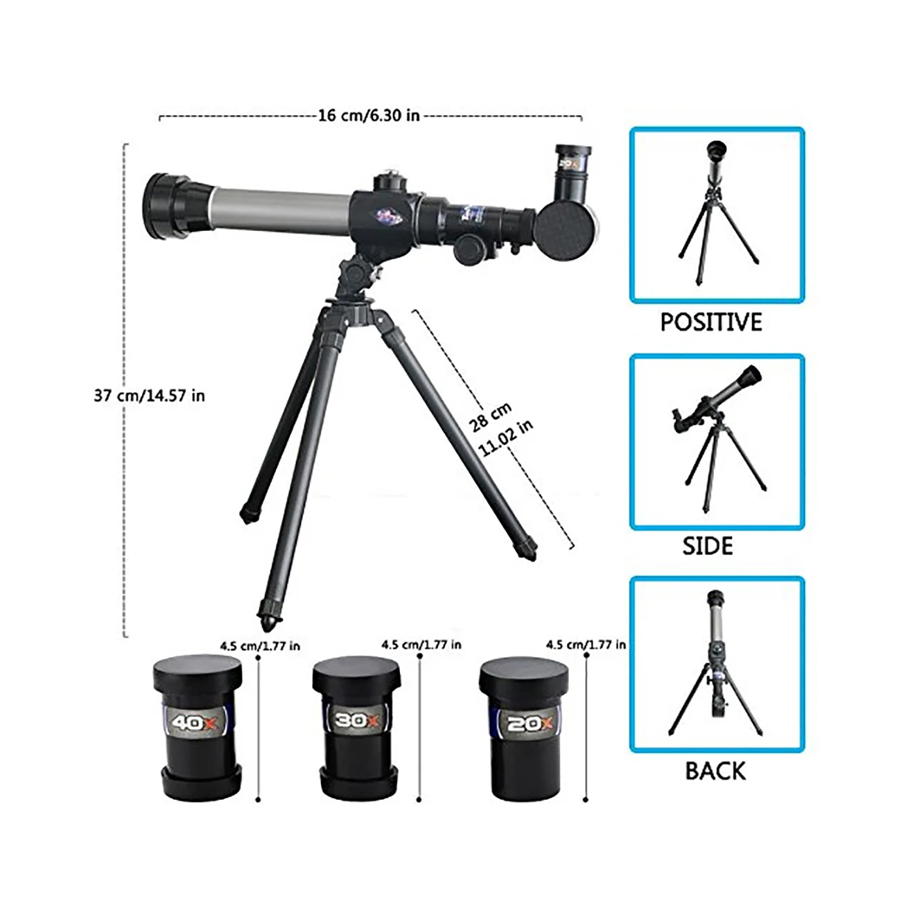 

20X 30X 40X Refractor Science Educational Astronomical Telescope Monocular With Tripod For Children Observation Scope Kids Toys