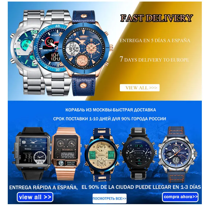 

Fashion Mens Watches Stainless Steel Top Brand Luxury Sports men's digital analog blue Quartz Automatic Watch for Men