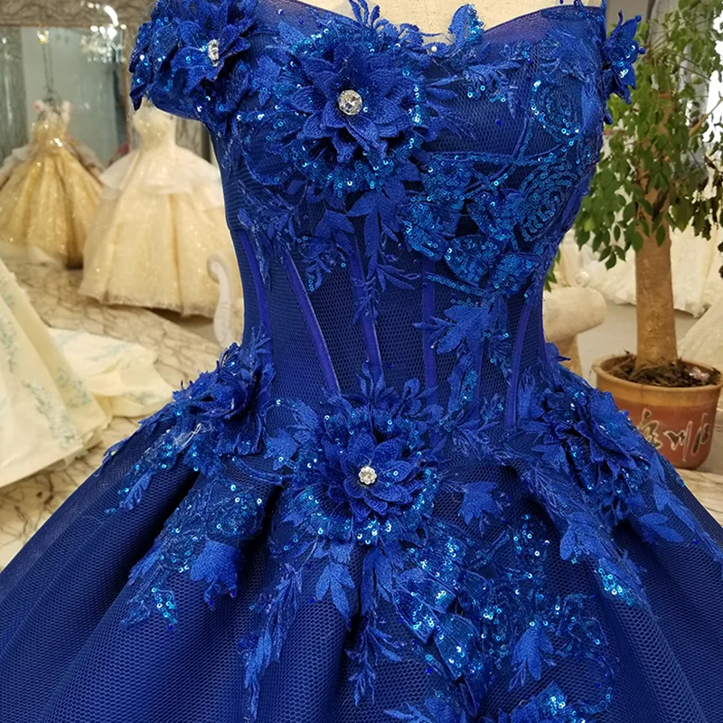 LS1440 3d цветы тюль голубой вечернее платье с плечом возлюбленный зашнуровать назад