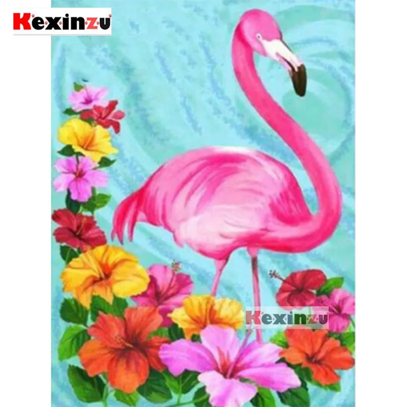 Kexinzu 5d diy Набор алмазной живописи-пламенный фламинго-Вышивка крестом Алмазная