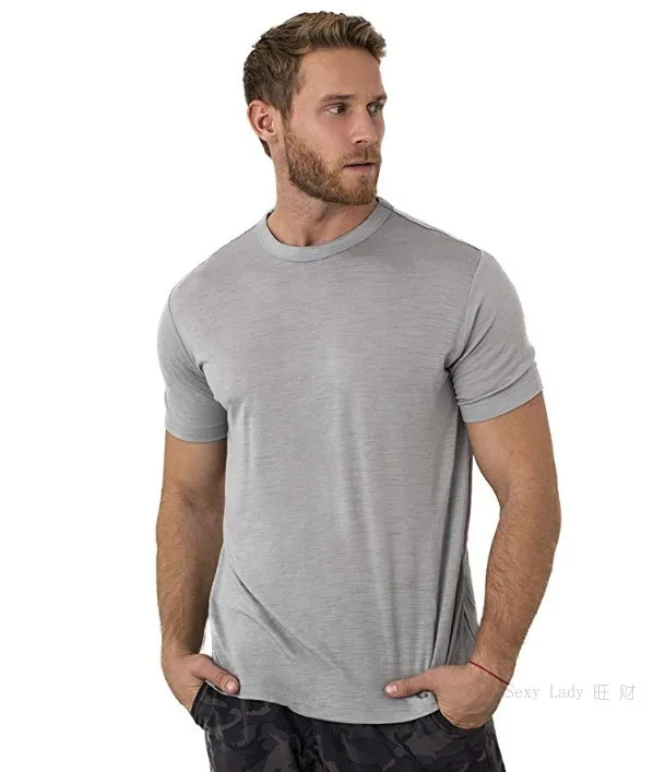 

2021 Men's Merino Wool T Shirt Base Layer Wool Tee Men 100% Merino Wool Shirt 170gram Wicking Breathable Anti-Odor Size S-XXL
