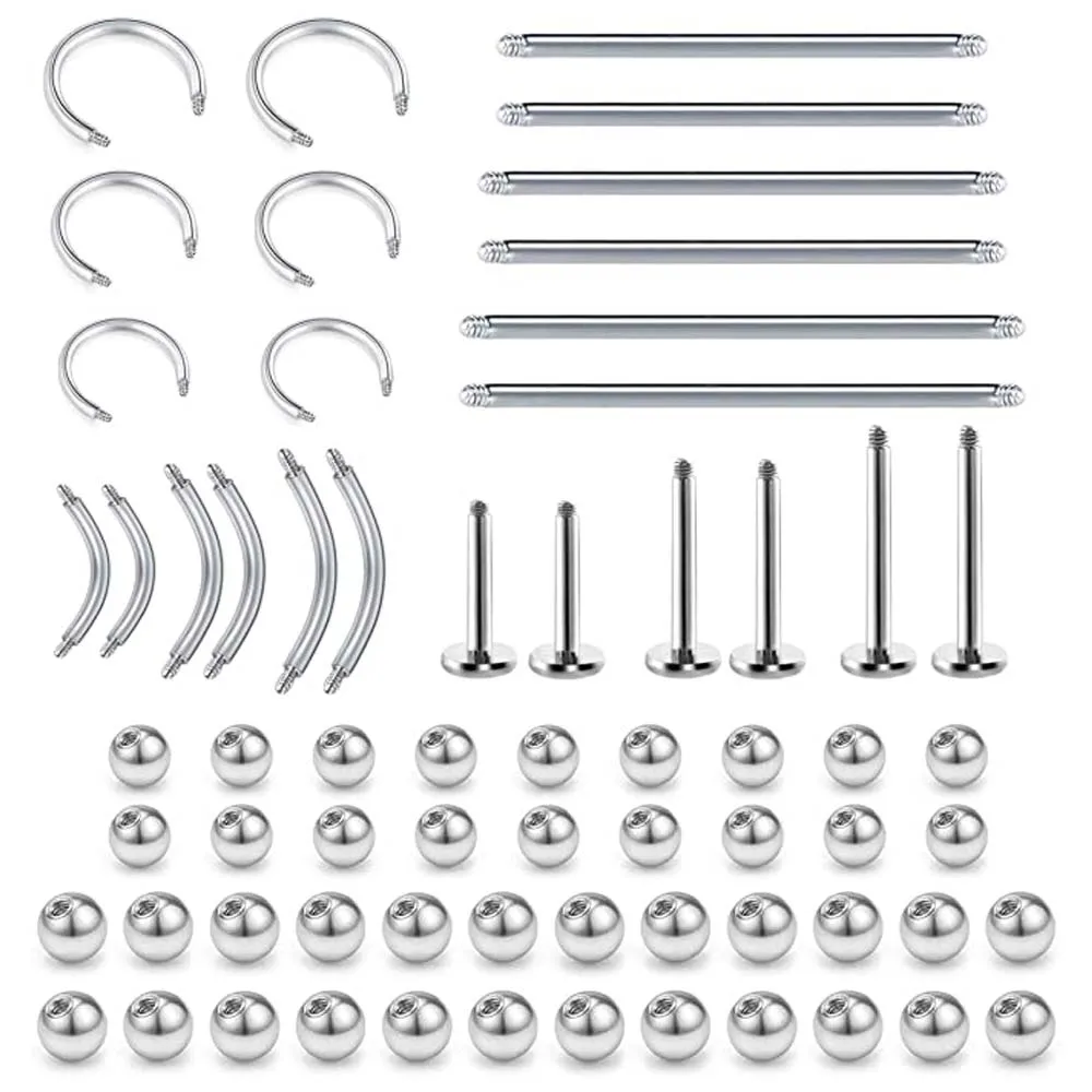 

Запасные Мячи изогнутая штанга из хирургической стали, подкова для губ, рок, прямая штанга для бровей, промышленные детали для пирсинга