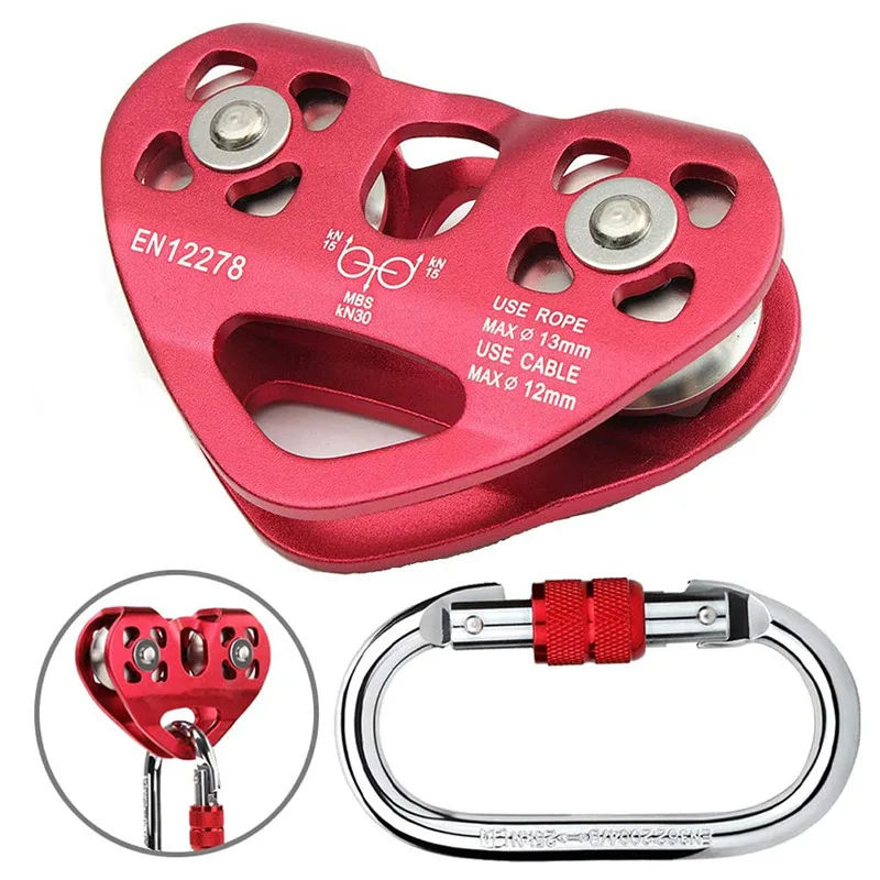 

30kN Cable Trolley Pulley with Ball Bearing Outdoor Rock Ice Climbing Accessories Caving Rescue Aluminum Alloy Pulley