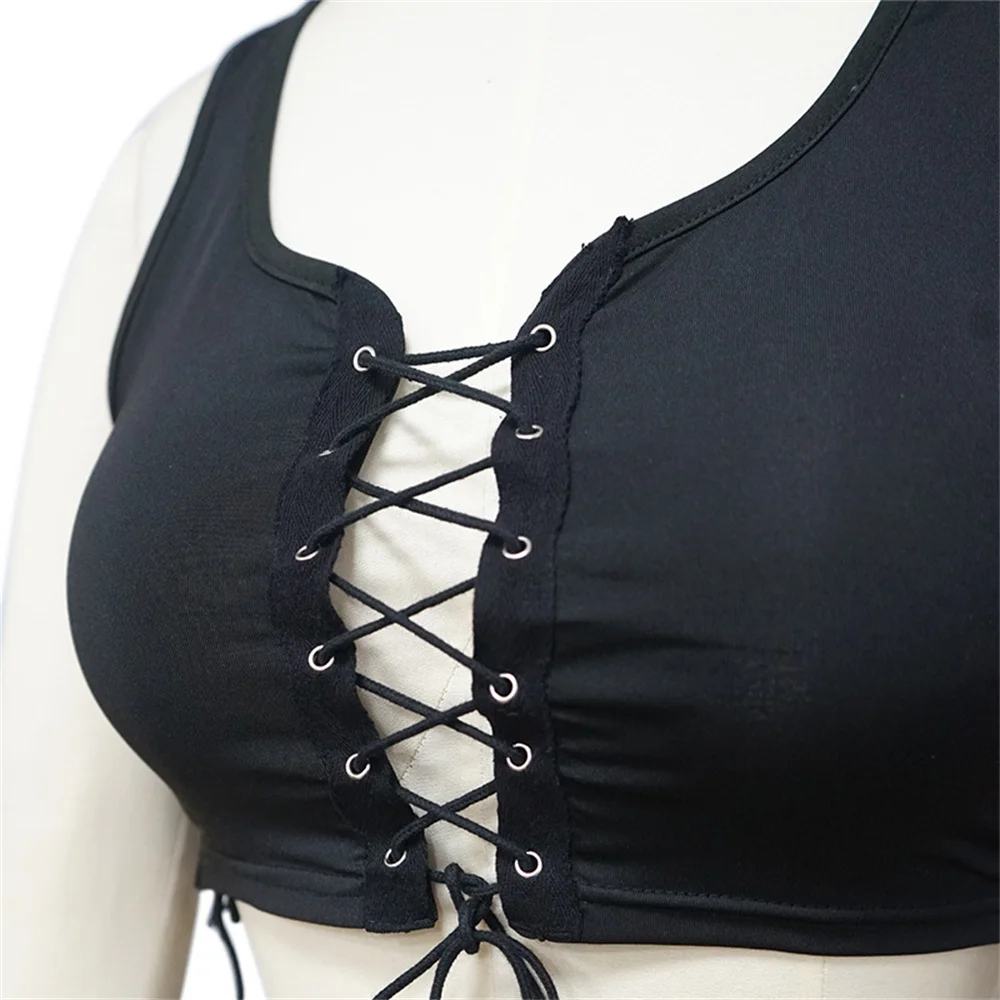 

New solid color sleeveless sling sexy lace-up straps cross high split trouser Slim suit Casual