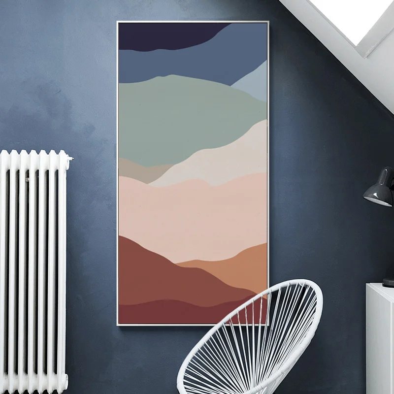 Скандинавский постер Molandi цветная абстрактная полоса горный холст живопись