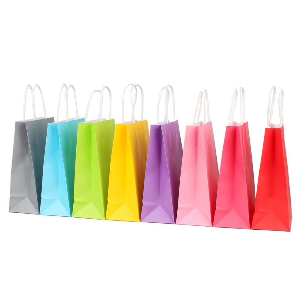 

2pcs Gift Paper Bags with Handles Kraft Gift Packing Bags Festival Party Wedding bag for packages