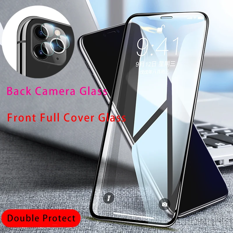 Защитное стекло 9D для экрана iPhone 7 8 6 6S Plus X XR XS камеры закаленное 11 Pro Max | Мобильные