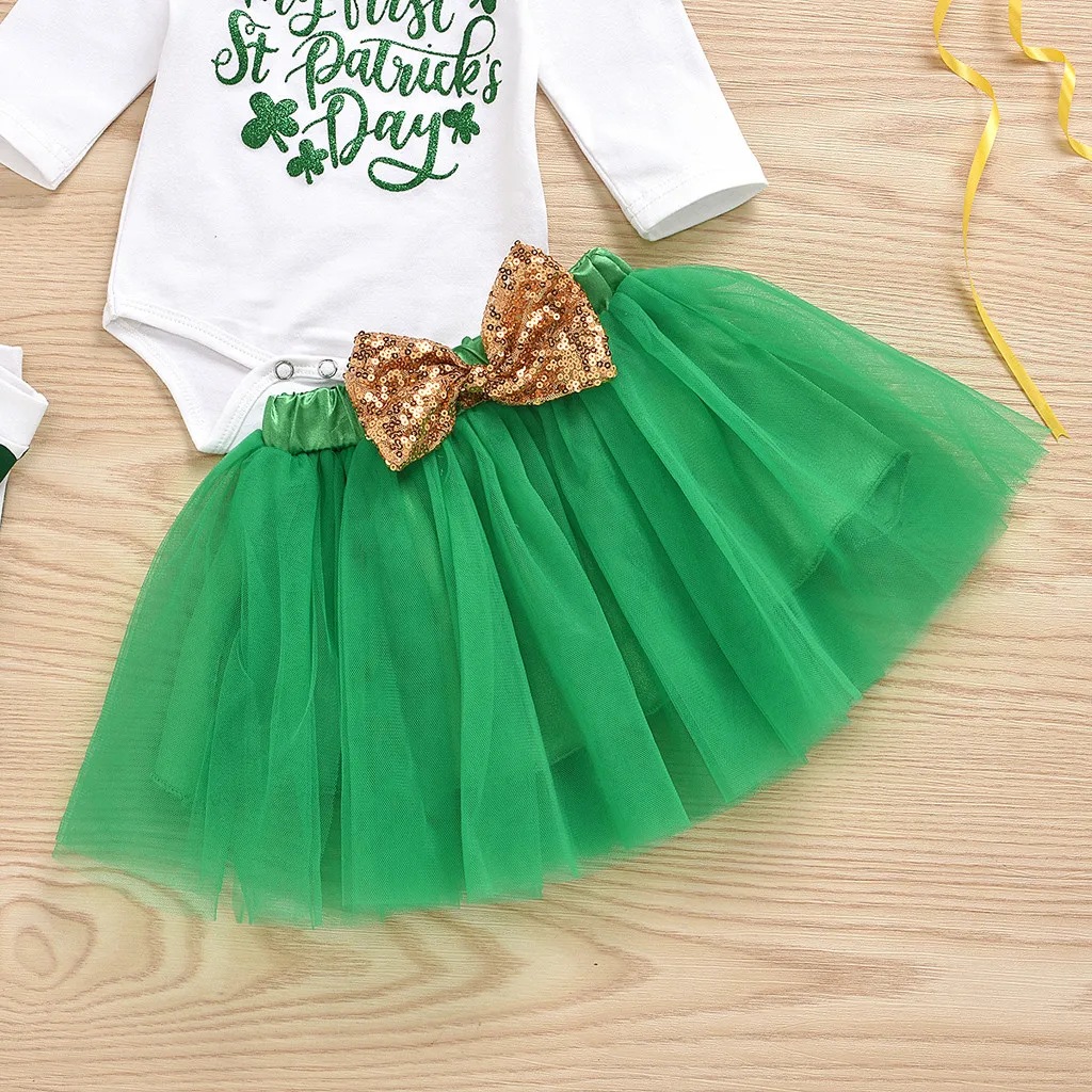 Комплекты для Дня Святого Патрика комбинезон новорожденных девочек юбка-пачка