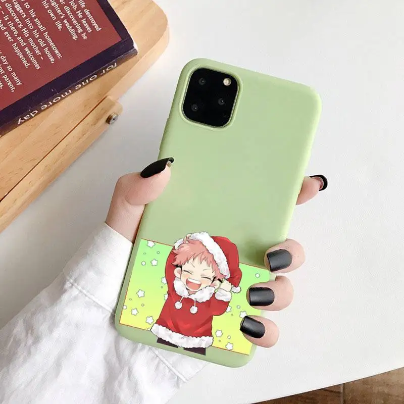 

Jujutsu Kaisen Phone Case Green Candy Color for iPhone 6 7 8 11 12 s mini pro X XS XR MAX Plus