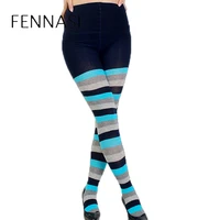 fennasi winter women thick warm tights print polka dots sexy pantyhose lady high waist casual stripe cotton leg warmers tights