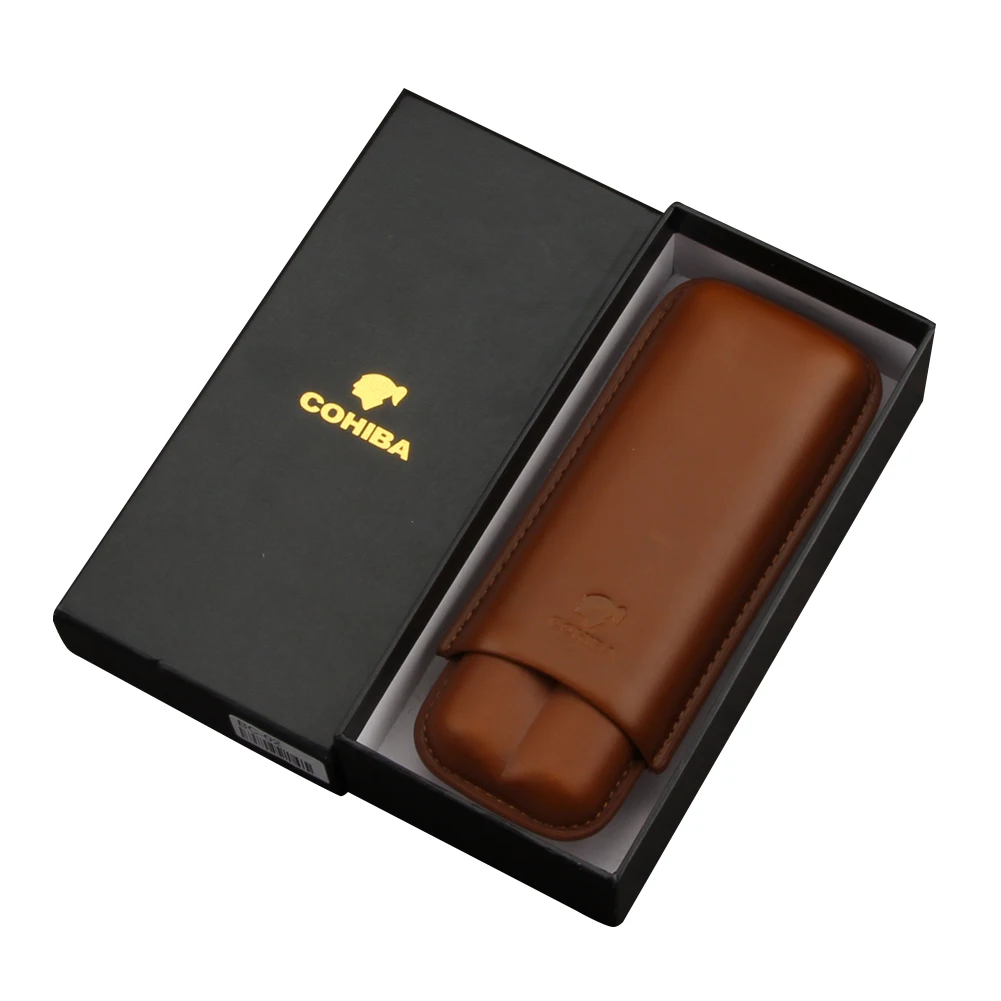 COHIBA 2 трубка Humidor коробка кожаный чехол для сигар коричневый Портативный сигары