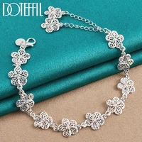 doteffil 925 sterling silver full flower bracelet chain for women wedding engagement party fashion jewelry