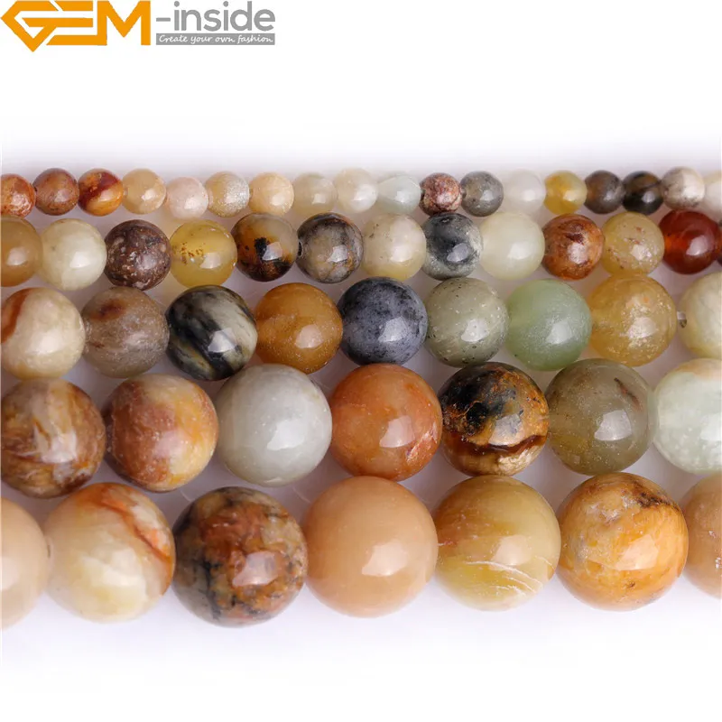 Натуральные Круглые разноцветные бусины из нефрита Хуа шоу для изготовления
