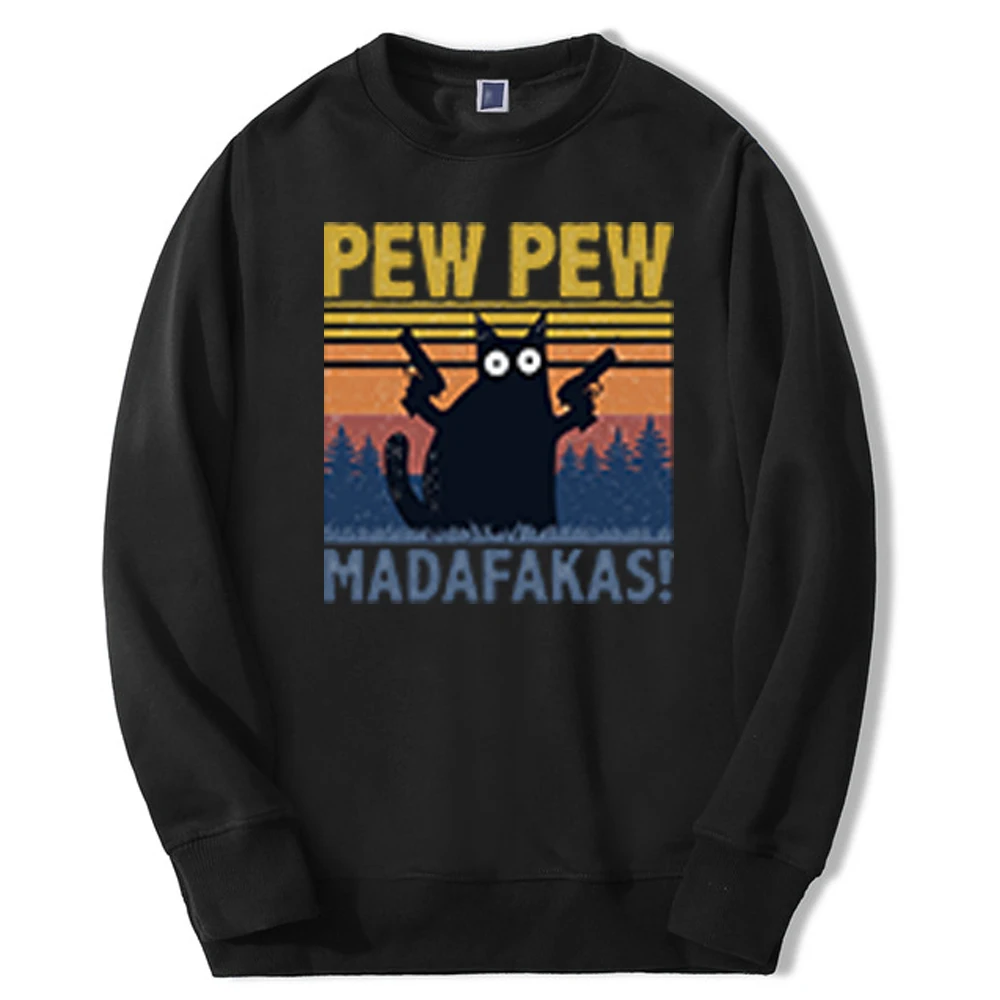

Осенние мужские модные толстовки с забавными кошками Pew Madafakas для фитнеса Толстовка свободного кроя толстовка мужские теплые пуловеры