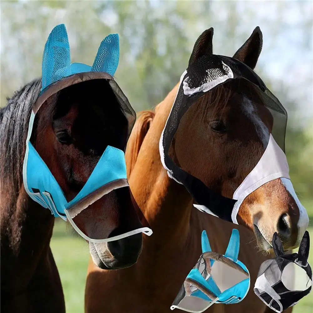 

Elastic Long-lasting All-round Protection Face Cover Knitted Fabric Horse Fly Cover Comfortable for Domestic Animal