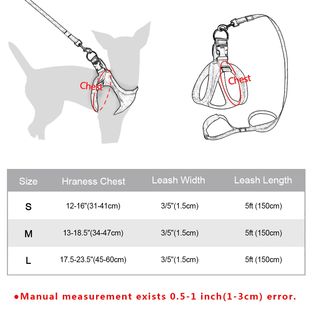 

Breathable Dog Harness Leash Set Adjustable Puppy Cat Vest Reflective Pet Chest Strap Leash Lead For French Bulldog Chihuahua