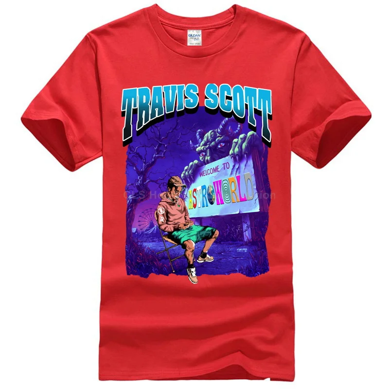 Men red Трэвиса Скотта Astroworld, футболка, размер, подарок, принт, мужская, черная, классная, повседневная, прайд, футболка, мужская, унисекс, новая, модная футболка - Цвет: Men red