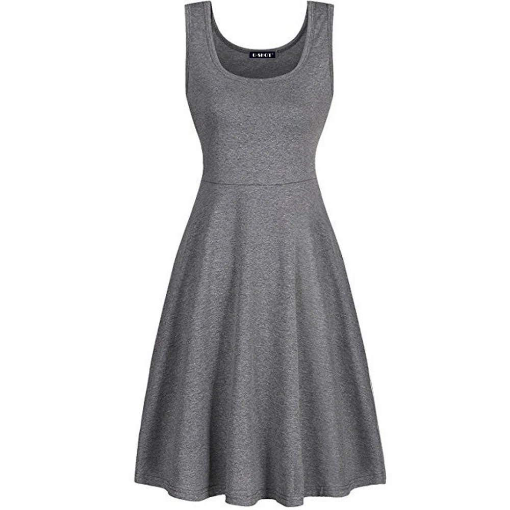 Платье До Колена без рукавов с высокой талией ТРАПЕЦИЕВИДНОЕ тонкое платье