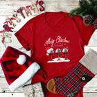 Рождественская Эстетическая Футболка с принтом вина, женская футболка большого размера с круглым вырезом, повседневный Рождественский подарок для дам, топы с вырезом