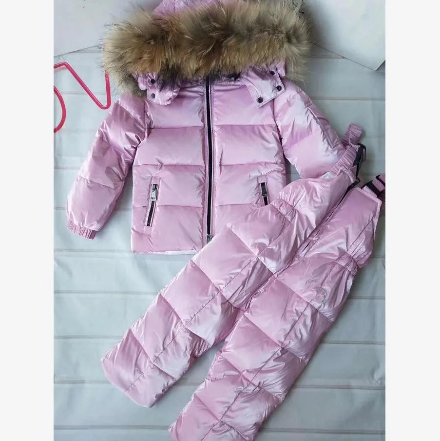 

Baby boy girl clothes Thicker Warm Outerwear for girls children Snow Wear Real Fur Collar winter down jackets for girls Y2183