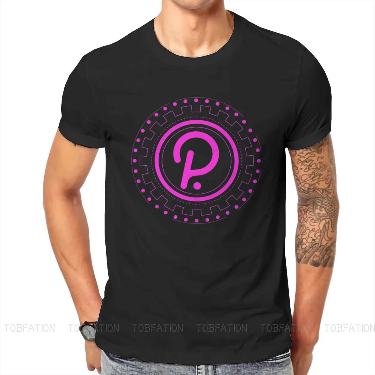 

Vintage Graphic TShirt Polkadot DOT Blockchain Crypto Coin Printing Tops Casual T Shirt Male Short Sleeve Gift Clothes