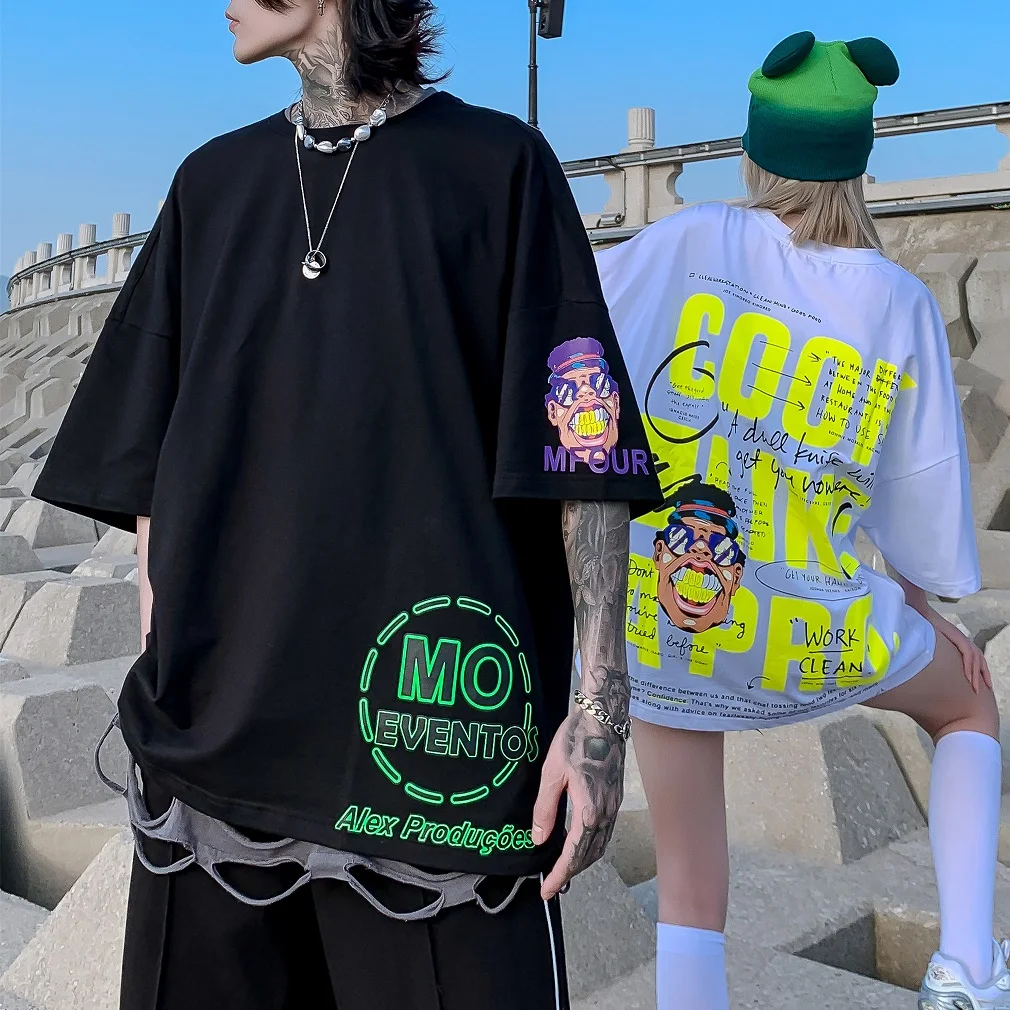 Harajuku Граффити футболка толстовка мужская с буквенным принтом хип-хоп Короткие